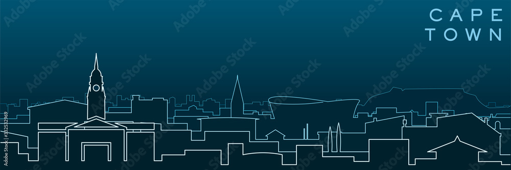 Obraz premium Kapsztad z wieloma liniami Skyline i zabytkami