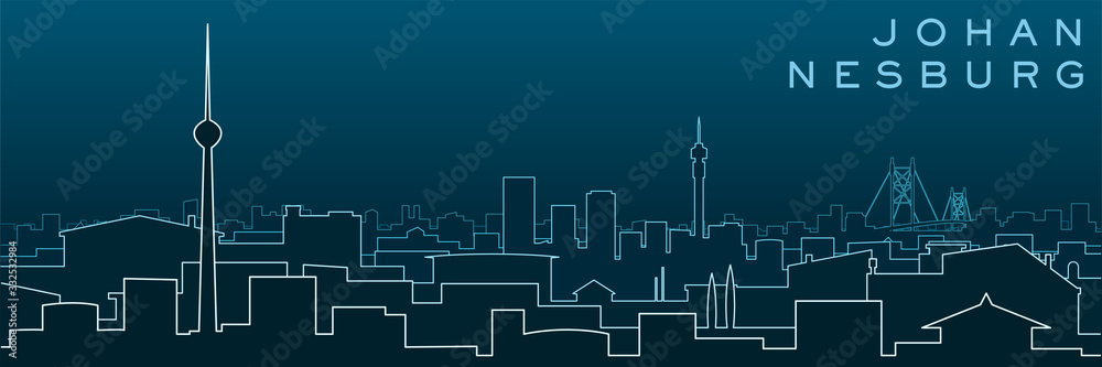 Naklejka premium Johannesburg Multiple Lines Skyline and Landmarks