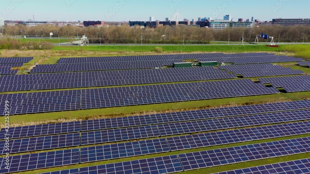 Nieuwegein, Utrecht - The Netherlands - March 23 2020: Solar panels field from the air Nieuwegein, Utrecht - The Netherlands - March 23 2020: Solar panels field from the air