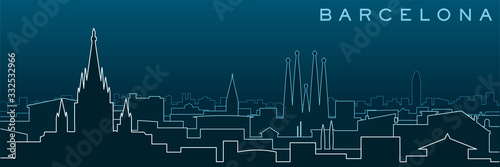 Barcelona Multiple Lines Skyline and Landmarks