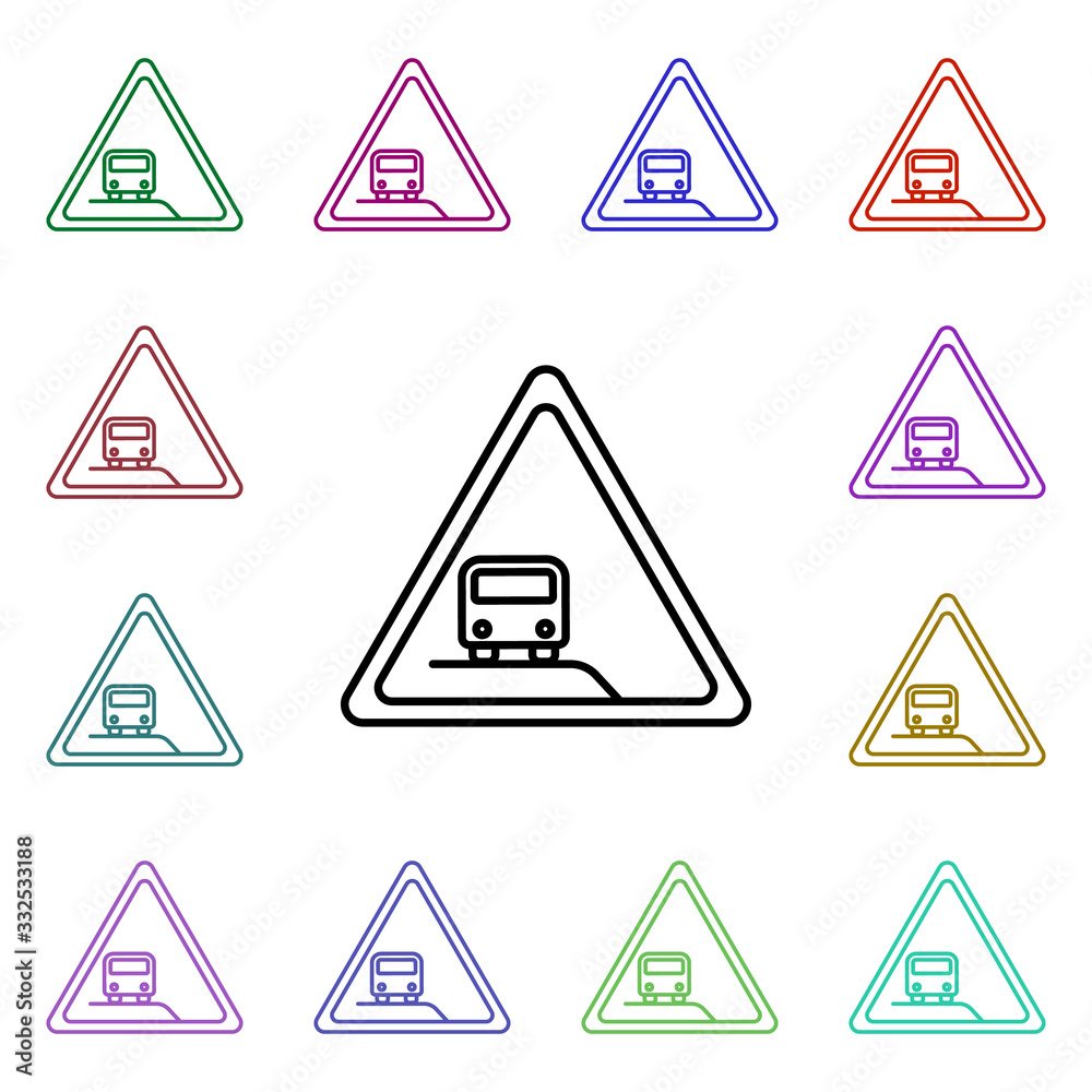 Bus stop sign multi color style icon. Simple thin line, outline vector of road sign icons for ui and ux, website or mobile application Bus stop sign multi color style icon. Simple thin line, outline vector of road sign icons for ui and ux, website or mobile application