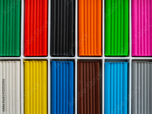 Set of multi-colored plasticine for modeling, close -up