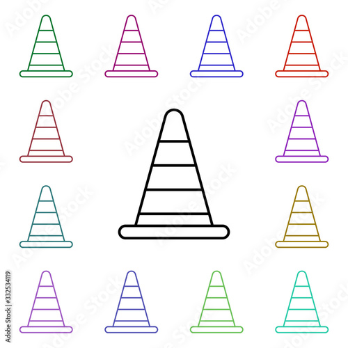 Road cone multi color style icon. Simple thin line, outline vector of road sign icons for ui and ux, website or mobile application