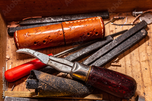 leatherwork tools, craftstmans tools, leather