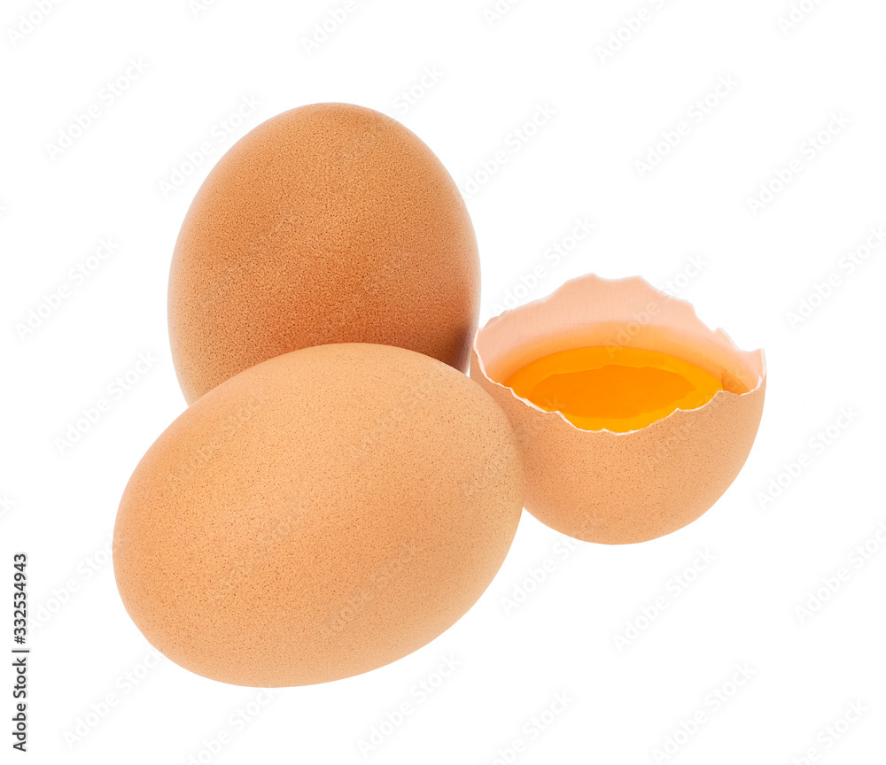 Broken eggs isolated on white background Broken eggs isolated on white background