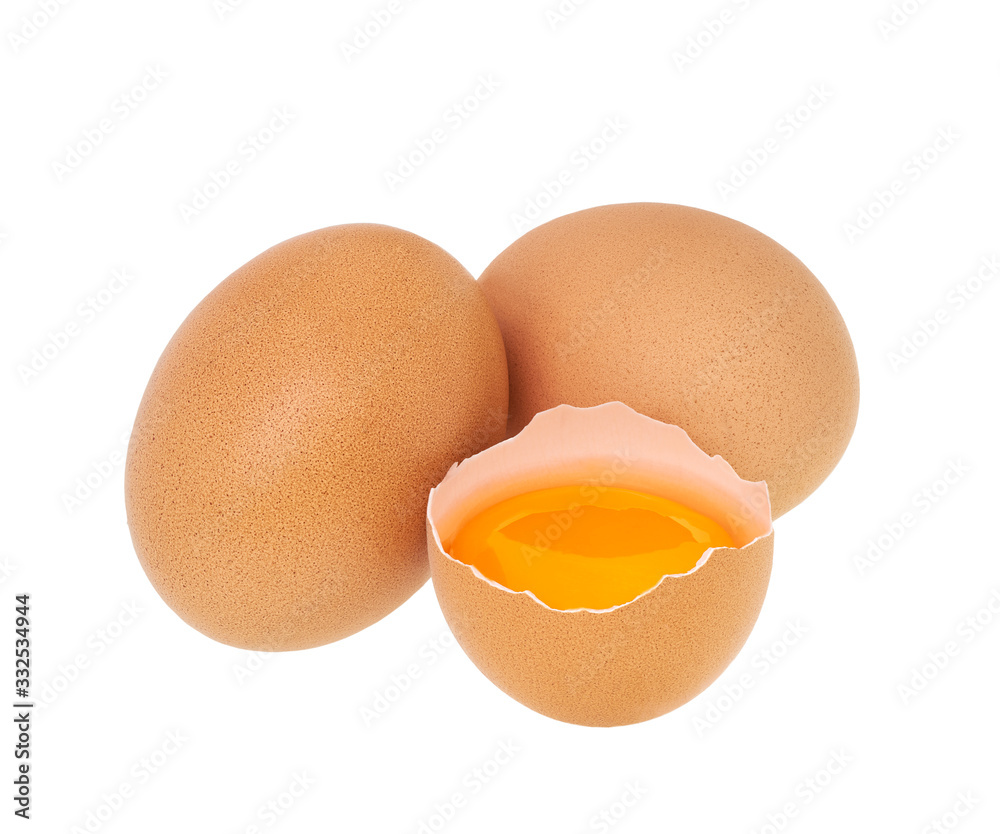 Broken eggs isolated on white background Broken eggs isolated on white background