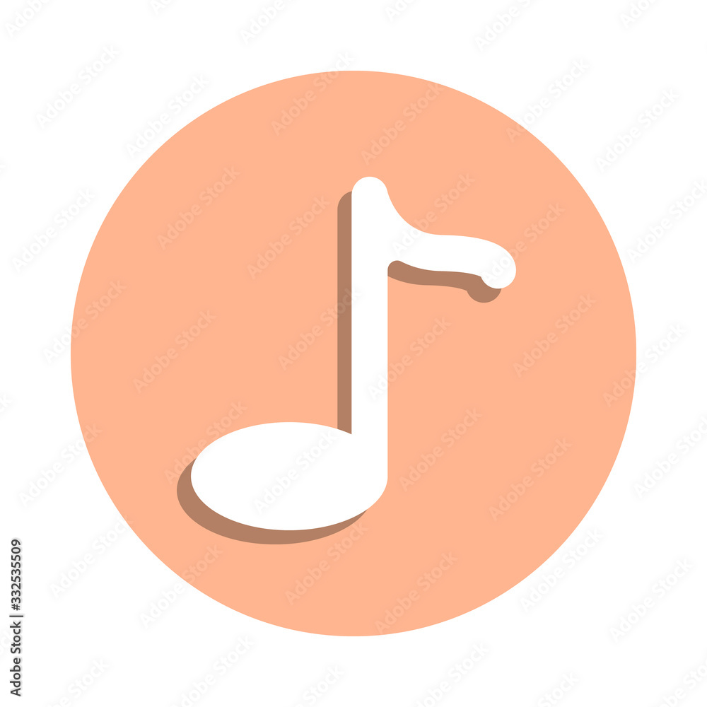 Eighth note badge icon. Simple glyph, flat vector of web icons for ui and ux, website or mobile application Eighth note badge icon. Simple glyph, flat vector of web icons for ui and ux, website or mobile application