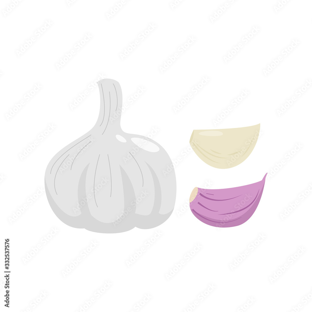 Garlic icon set on white background.
