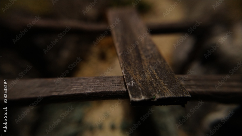 Wooden bridge on a scale model