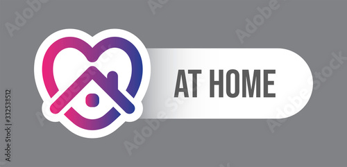 Stay at home symbol. Heart and house pictogram for #stayhome social media campaign. Self isolation emblem for quarantine times.