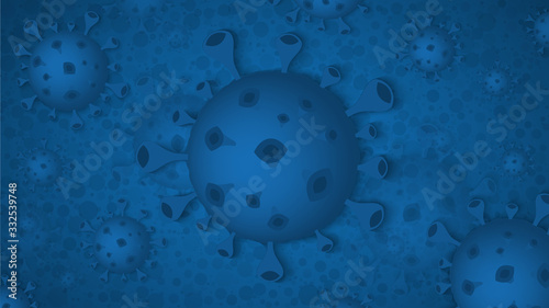 Blue Coronavirus Medical background. Group of influenza virus-cell COVID-19.