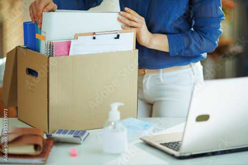 woman in living room in sunny day organising home office © Alliance