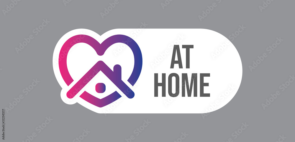 Stay at home symbol. Heart and house pictogram for #stayhome social media campaign. Self isolation emblem for quarantine times. Stay at home symbol. Heart and house pictogram for #stayhome social media campaign. Self isolation emblem for quarantine times.