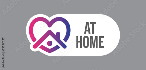 Stay at home symbol. Heart and house pictogram for #stayhome social media campaign. Self isolation emblem for quarantine times.