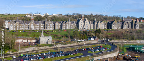 Beautiful scene amazing view aerial drone landscape Cork Ireland urban city center area irish landmark 
