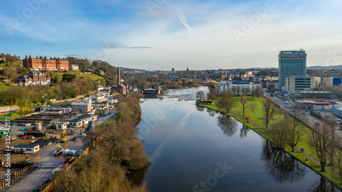 Beautiful scene amazing view aerial drone landscape Cork Ireland urban city center area irish landmark 