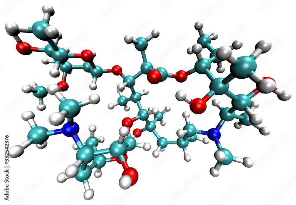 3D structure of antibiotic Azithromycin, active against the COVID-19 coronavirus and bacteria 3D structure of antibiotic Azithromycin, active against the COVID-19 coronavirus and bacteria