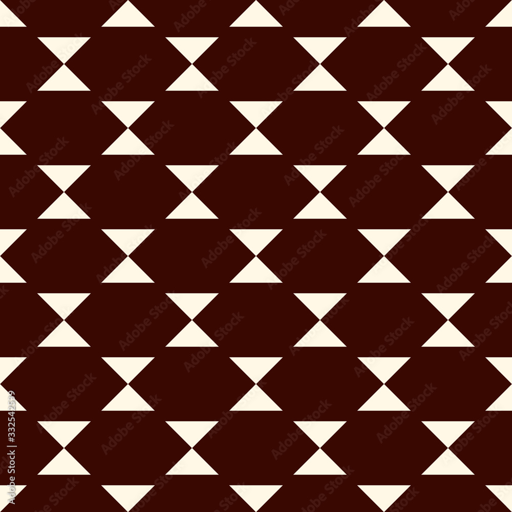 Geometric seamless pattern. Ethnic, tribal print. Hourglass triangle ornament. Minimal background. Simple geo ornamental Geometric seamless pattern. Ethnic, tribal print. Hourglass triangle ornament. Minimal background. Simple geo ornamental