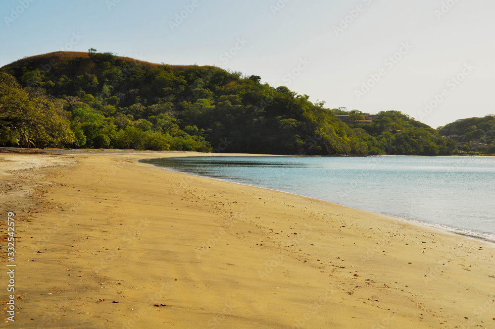 An empty long beach in Costa Rica