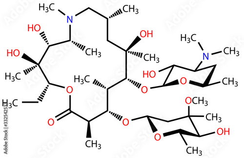 Structural formula of antibiotic Azithromycin, active against the COVID-19 coronavirus and bacteria