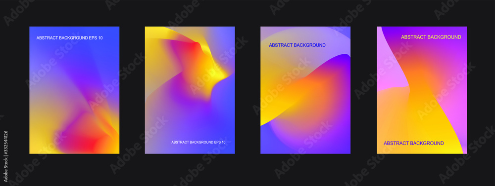 Fototapeta premium Set of covers design templates with gradient background. Applicable for placards, banners, flyers, presentations, covers and reports. Vector Eps10.