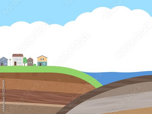 プレート型地震のイラスト