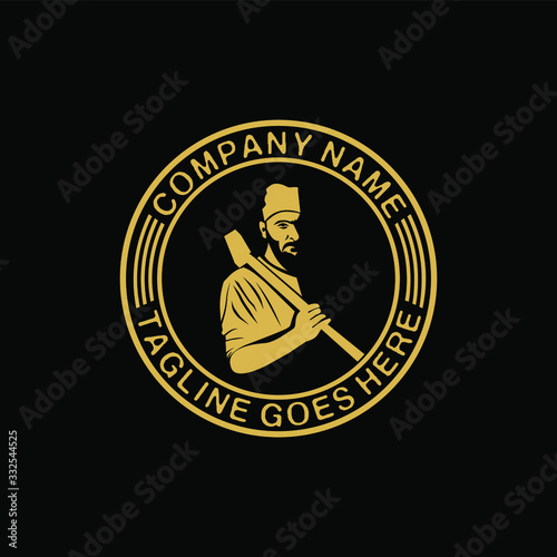 woodworker carpenter man vector logo badge