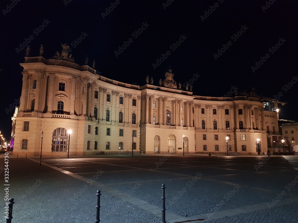 Humboldt University in Berlin at night