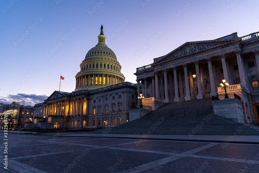 Washington Capitol at sunset with the lights on Washington Capitol at sunset with the lights on