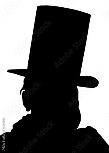 old man, old man in a tall hat, black, profiles, man, retro