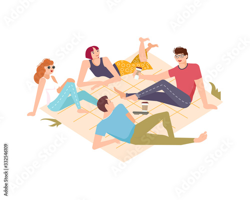 People have outdoor picnic
