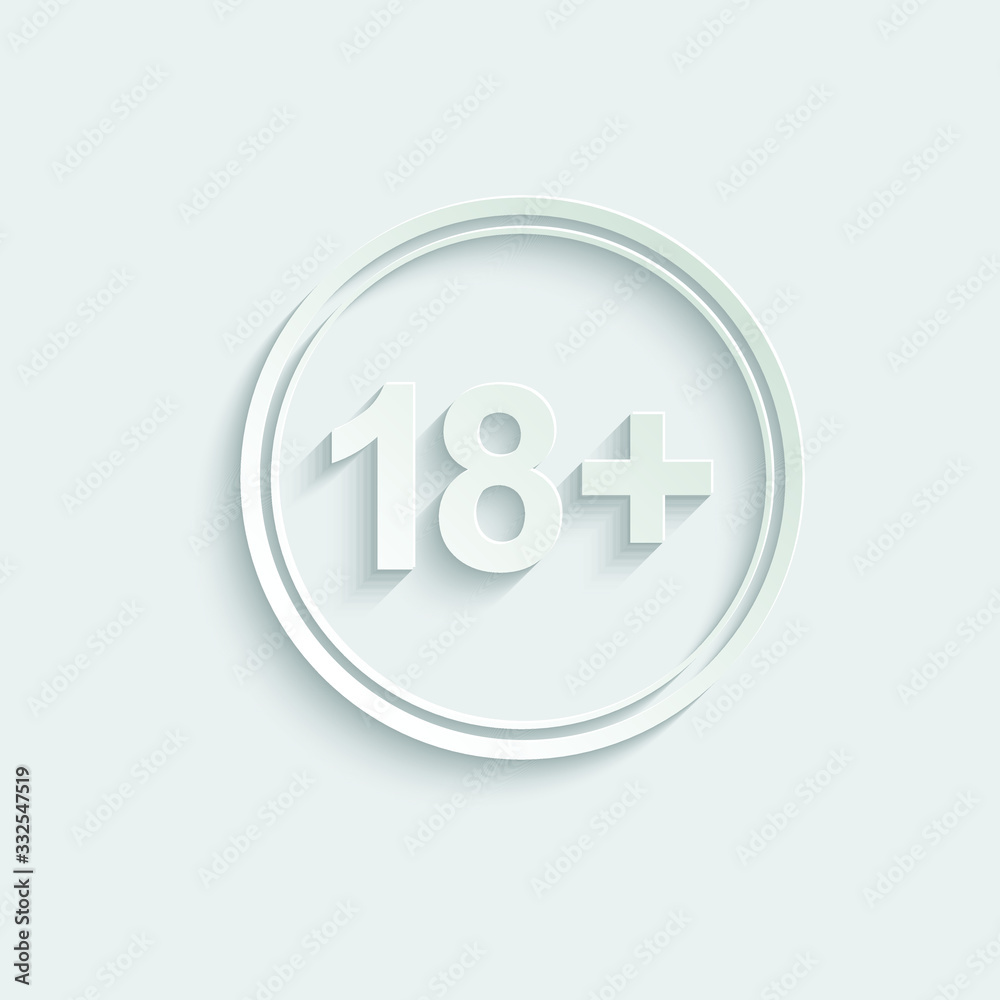 Paper 18 plus icon. black vector 18 plus sign Paper 18 plus icon. black vector 18 plus sign