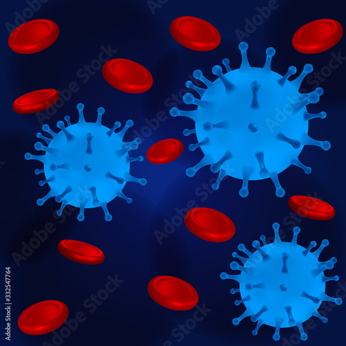 Coronavirus disease. realistic illustration COVID-19 infection medical background. Dangerous asian ncov corona virus, SARS pandemic risk concept. 