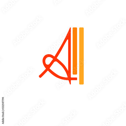 Abstract, modern letter decorative font with gradient and solid. Decorative monogram alphabet