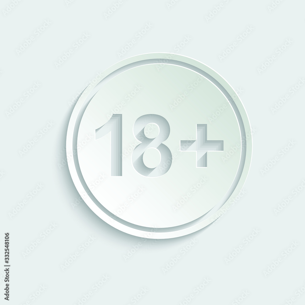 Paper 18 plus icon. black vector 18 plus sign Paper 18 plus icon. black vector 18 plus sign