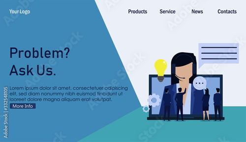 Online assistant help receive complain bring new idea. Business Landing Page Template.