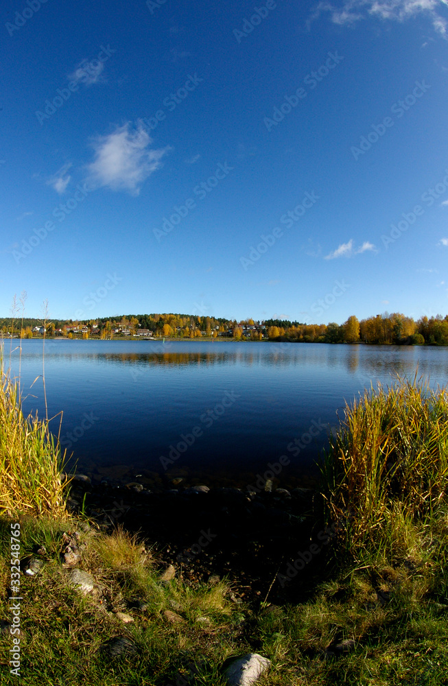Fototapeta premium landscape with lake and sky