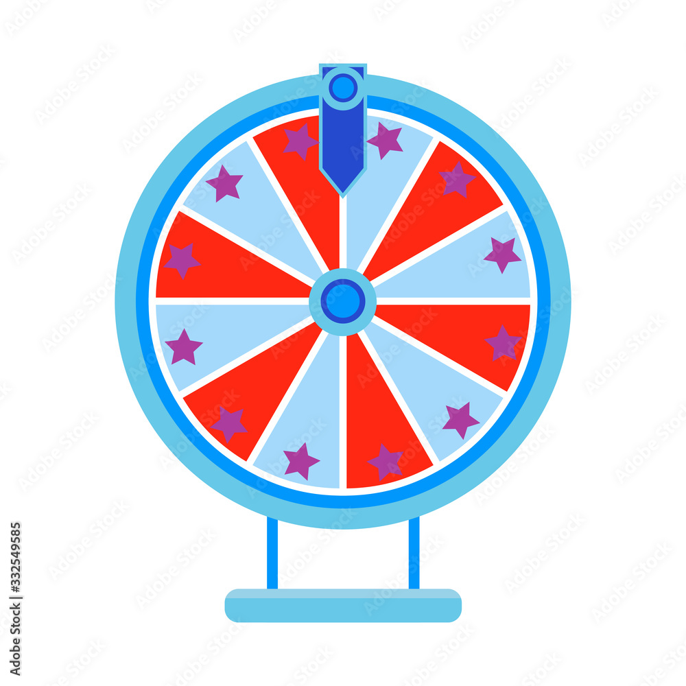 Cartoon wheel fortune lottery design element. Spinning lucky fortune isolated on white. Vector illustration Cartoon wheel fortune lottery design element. Spinning lucky fortune isolated on white. Vector illustration