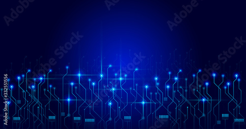Vector abstract technology circuit board on dark blue background