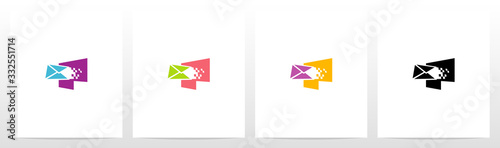 Digital Electronic Mail On Letter Logo Design P