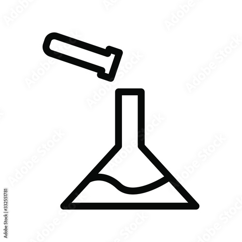 Erlenmeyer icon vector illustration, template logo science flask , emblem isolated outline solid background white