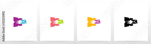 Digital Electronic Mail On Letter Logo Design X