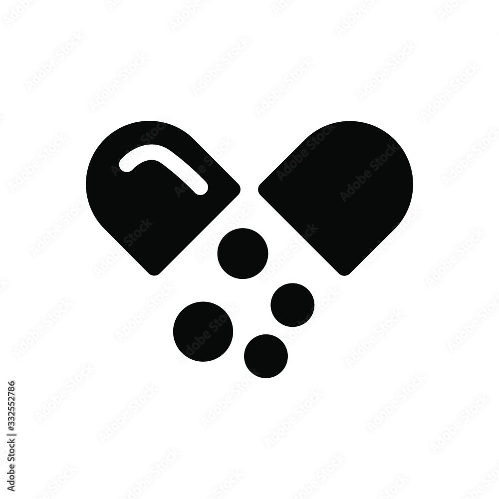 pil capsul icon , medical science logo template vector , emblem isolated illustration ,design  outline solid background white