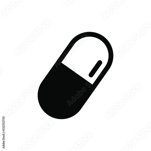 pil capsul icon , medical science logo template vector , emblem isolated illustration ,design  outline solid background white