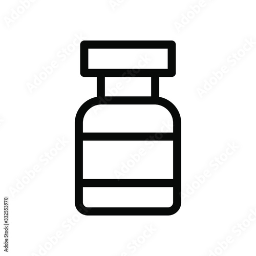 Medicine bottle icon , medical science profesional vector , template logo design emblem isolated illustration , outline solid background white