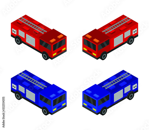 isometric fire truck