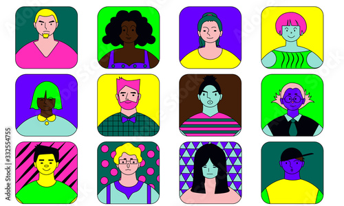 Easily editable flat isolated people avatar illustrations on groups. No transparencies used. 