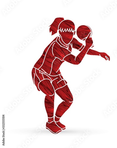 Ping Pong player, Table tennis action cartoon graphic vector