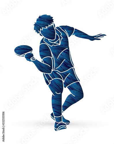 Ping Pong player, Table tennis action cartoon graphic vector