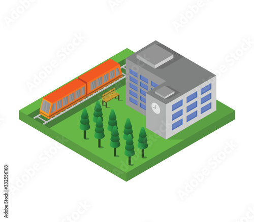 isometric train station